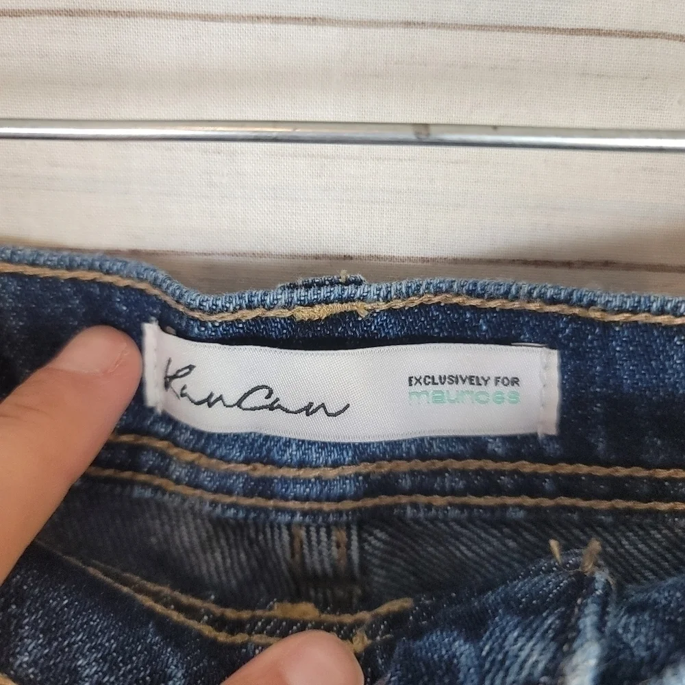 KANCAN FOR MAURICES BUTTON FRONT CUT OFF DISTRESSED JEAN SHORTS, SZ 30